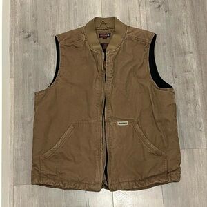 2009 Wolverine Vintage Brown Mens Workwear Quilted Lined Vest